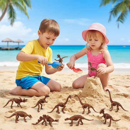 30 PCS Dinosaur Fossil Skeletons, Assorted Dinosaur Skeleton Toys Figures for Science Play Dino Sand Dig Party Favor Decorations (Dino skeletonD)