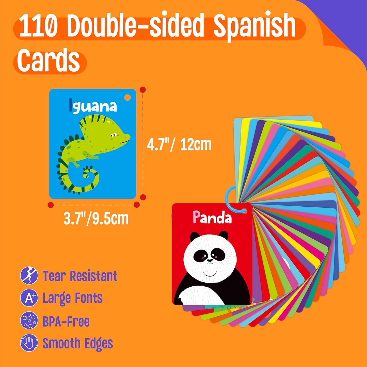 50 PCS Kid First Cognitive Flashcards,Double Sided Printed 7 in 1 Colorful Cards Alphabet,Numbers, Foods,Animals,Shapes,Colors with 3 Reclosable Rings,Learning Tool for Pre-K Kindergarten Toddlers