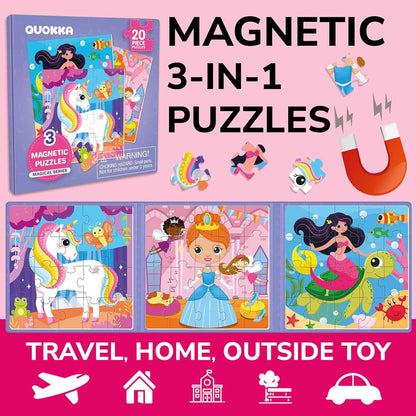 QUOKKA Magnetic Puzzles for Kids Ages 4-6 – Magnetic Fractions Learning Set for Kids 6-12 – Math Games for Homeschooling, Classrooms & Travel – 110 Magnets, 12 Task Pages, Marker – Toddler Travel Toys