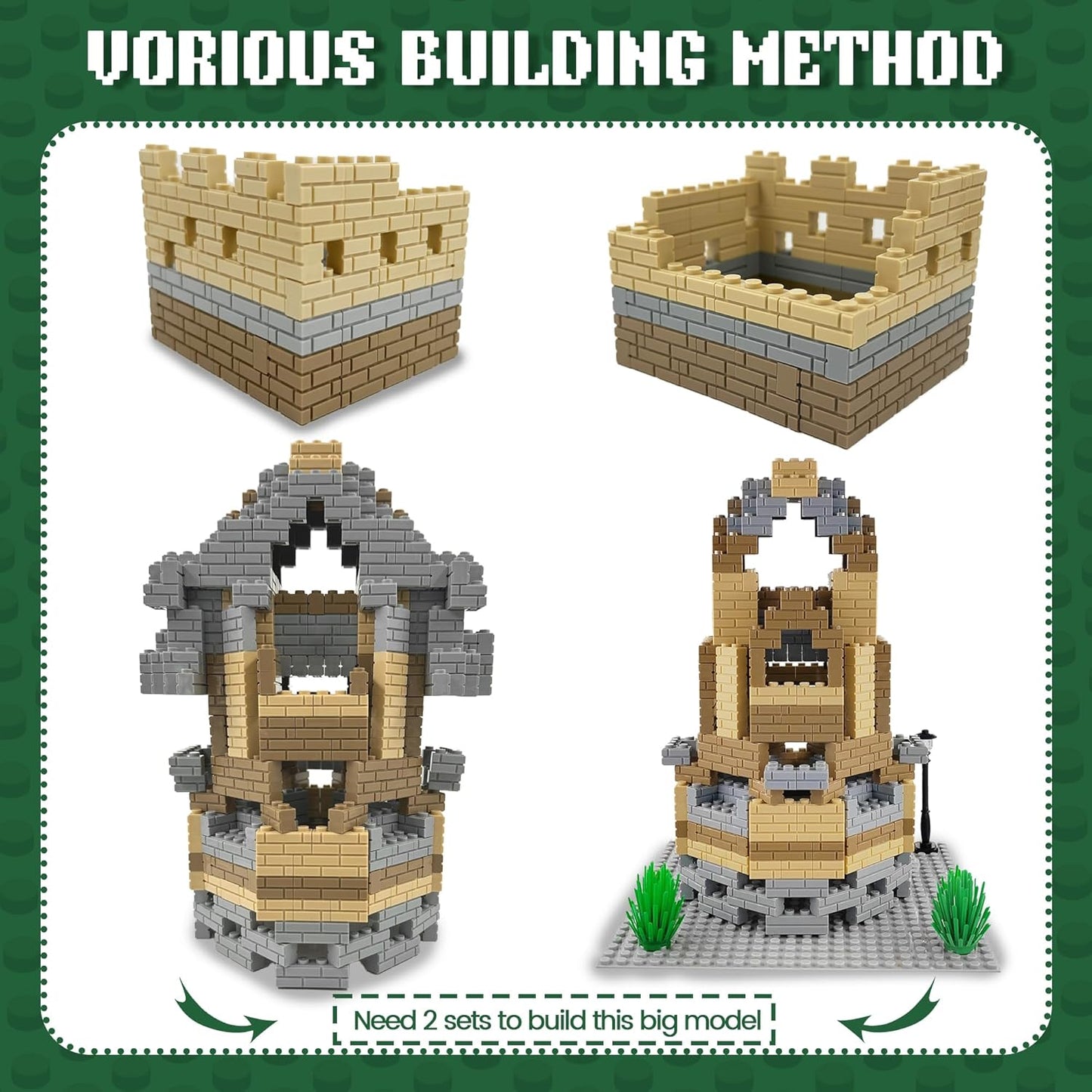 Classic Base Plates Compatible with Bricks & Baseplates, 10"x 10" and 10"x 5" Building Base Combo Set, Thick Boards Base Plates Can Be Used to Build Double Layer Buildings - 3pcs