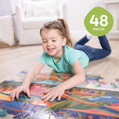 Melissa & Doug Dinosaurs Jumbo Floor Puzzle, 48-Piece Prehistoric-Themed Jigsaw Puzzle with Dinosaurs and Illustrated Guide, 3 x 2 Foot Kids Puzzles for Toddlers Ages 3+