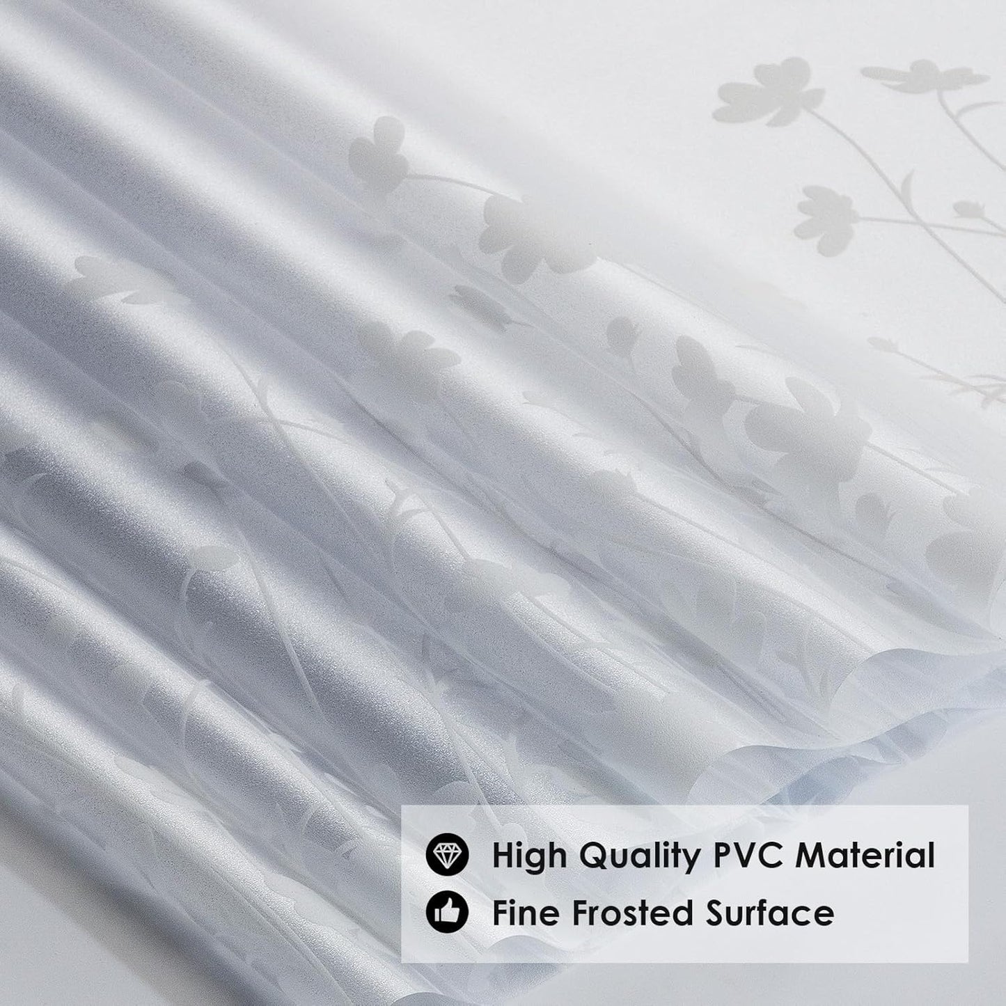 DKTIE Window Privacy Film Flowers Pure White Pattern Stained Glass Window Film Decorative Frosted Glass Window Film Sun Blocking Heat Control Static Cling (A274, 17.5" x 78.7")