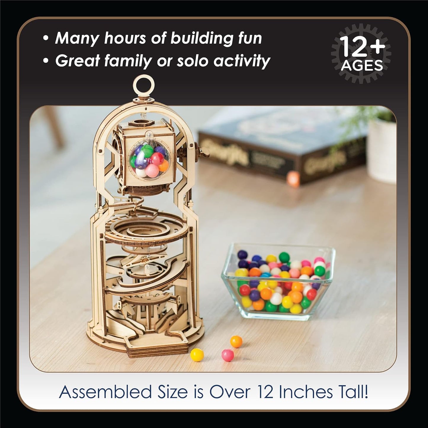 MindWare Gearjits: Gumball Machine Marble Coaster – Wooden 3D Building Puzzle for Teens & Adults – DIY STEM Building Toys for Kids – Fun for Adults Too – Ages 12 and Up
