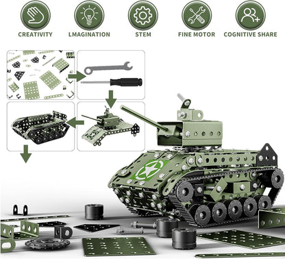 Lucky Doug STEM Building Projects Model Truck Set - Building Toys for Kids Ages 8-12, Assembly Science Army Toys for Boys 8 9 10 11 Years Old