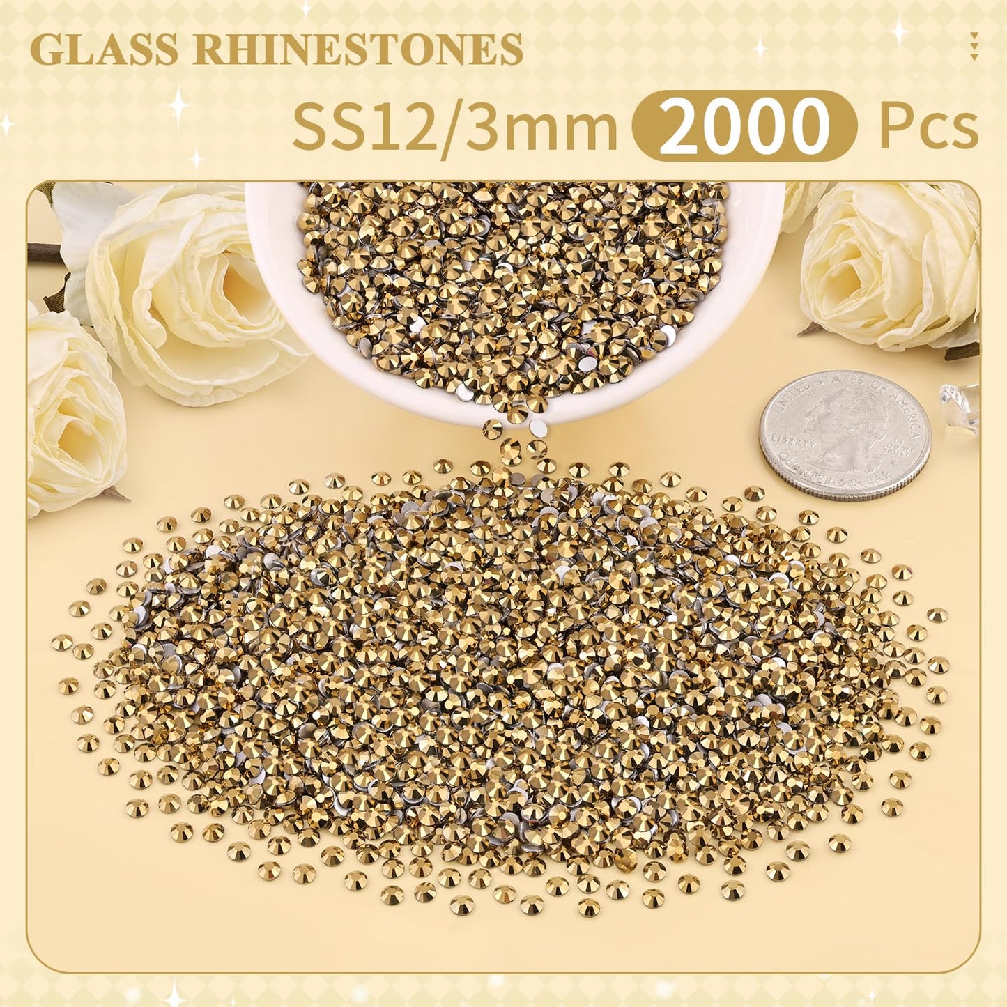 5000PCS SS6/2mm Glass Crystal Rhinestones (Clear), Bedazzling Flatback Rhinestones for Crafting DIY Crafts Nail Art Makeup Decoration, Gems Diamond Charms for Tumbler Shoes Clothing Mug