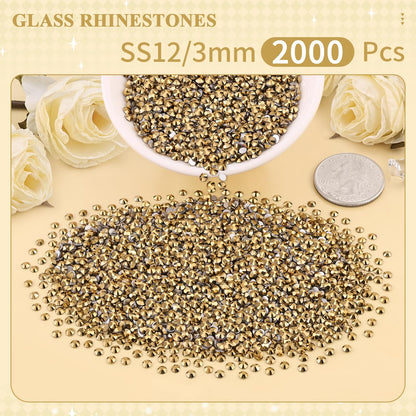 5000PCS SS6/2mm Glass Crystal Rhinestones (Clear), Bedazzling Flatback Rhinestones for Crafting DIY Crafts Nail Art Makeup Decoration, Gems Diamond Charms for Tumbler Shoes Clothing Mug