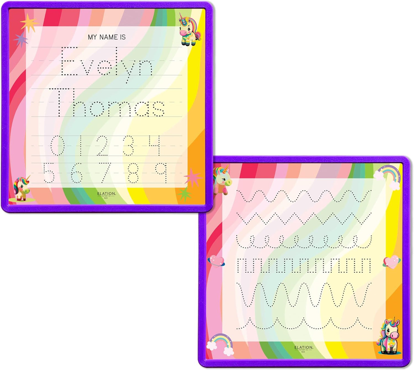 Kid's Name Tracing Board | Dry Erase Letter Tracing | Reusable Name Alphabet Tracing| Number Tracing | Personalized | Baby Unicorn Theme