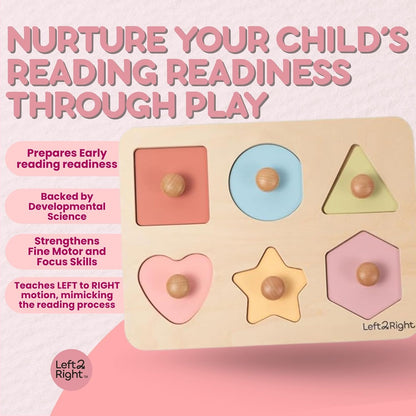 LEFT2RIGHT Wooden Puzzle for Toddlers 1-3 | Montessori Puzzle for 2 Year Old | Best Educational Puzzle for Motor Skills & Sensory Learning | Wooden Peg Puzzles for Toddlers 1-3 Transportation Edition