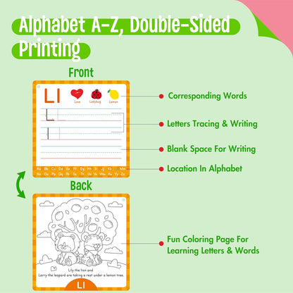 36 PCS Handwriting Drawing Practice Cards, Alphabet & Numbers Write and Wipe Tracing Flashcards Double-Sided Dry Erase Painting Coloring Cards Early Learning Montessori Toy for Toddlers, Preschoolers