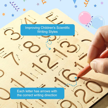 Learn to Write - Number & Letter Tracing Boards for Kids Ages 3-8 Wooden Alphabet Learning Montessori 3 Year Old Toddler Writing Tools Beginners - Homeschool Preschool Classroom Must Haves