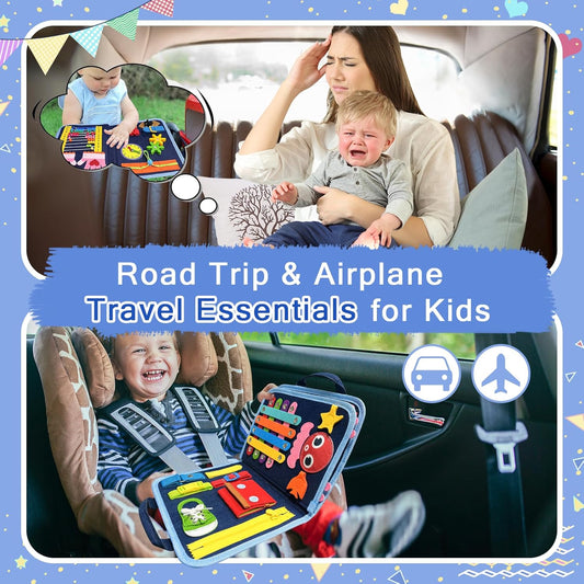 Gojmzo Busy Board Montessori Toys for Toddler Boy Girl Birthday Gifts, Busy Book Sensory Toys for Toddlers, Learning Educational Toddler Travel Activities