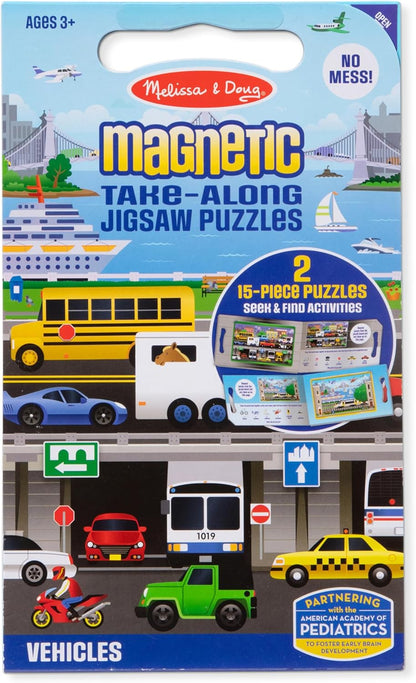 Melissa & Doug Take-Along Magnetic Jigsaw Puzzle Set – On the Farm (2 x 15 Piece) Travel Activity Toy for Preschoolers and Kids Ages 3+ - FSC Certified