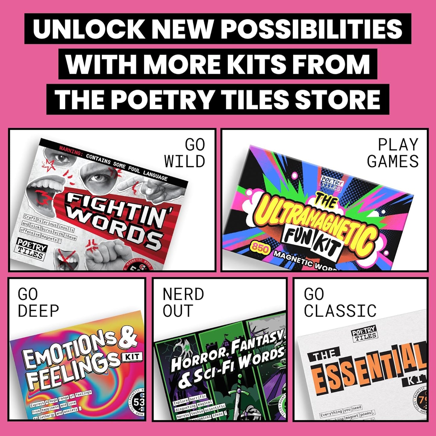 Poetry Tiles – Sassy Words Magnet Set – 536 Sarcastic, Judgmental, Shady Magnetic Word Kit for Refrigerator Poems and Stories – Funny Fridge Magnets for Adults with Spunk and Sass