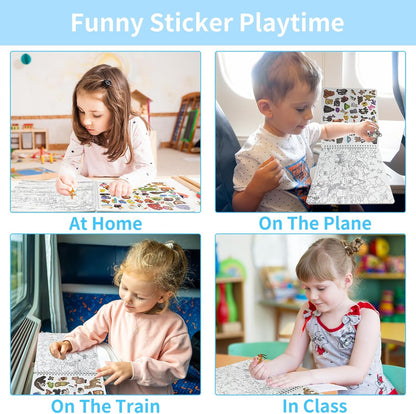Kalysky Dinosaur and Ocean Animal Scene Sticker Book for Kids Ages 4-12, Search and Find Sticker Activity Book–Travel Toys for Toddlers, Airplane & Road Trip Games, Educational Fun
