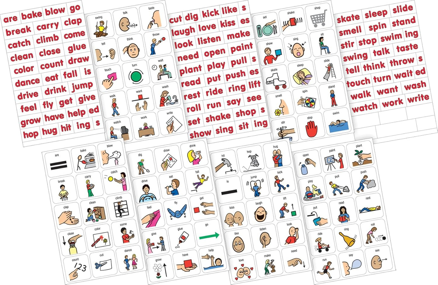 BARKER CREEK Learning Magnets, for Children, Picture Communication Symbol Magnets - High-Frequency Verbs & Companion Word Magnets (3000)