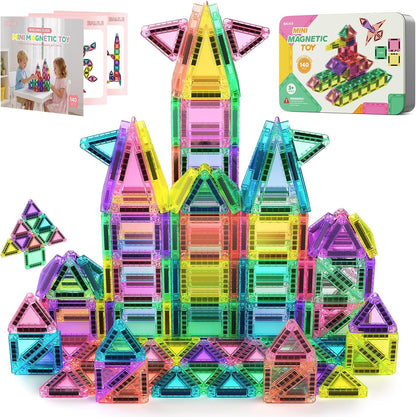 BAIJLE 46PCS Mini Magnetic Tiles, for Kids, Portable Magnetic Toys Travel Set with Iron Case for Kids Ages 4-8,Creativity Boosting Building Toys Set,Toddler Puzzle for Boys and Girls Ages 3+