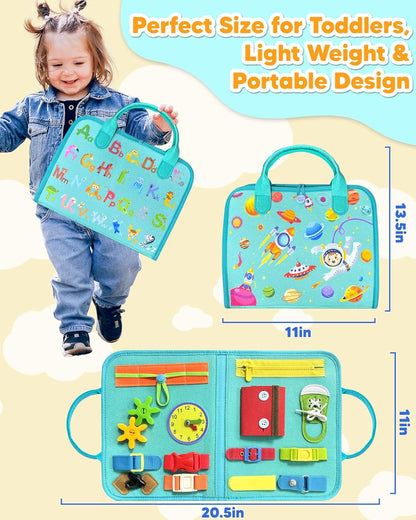 Exorany Busy Board Montessori Toys for Toddler Boys & Girls Birthday Gifts, Sensory Toys for Toddlers, Educational Travel Preschool Toddler Activities Learning Fine Motor Skills