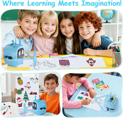 Drawing Robot for Kids: Interactive Educational Toy - Auto Drawing Machine with 192 Cards & 10 Pens - Montessori Learning Gifts for 3-8 Year Old Boys Girls
