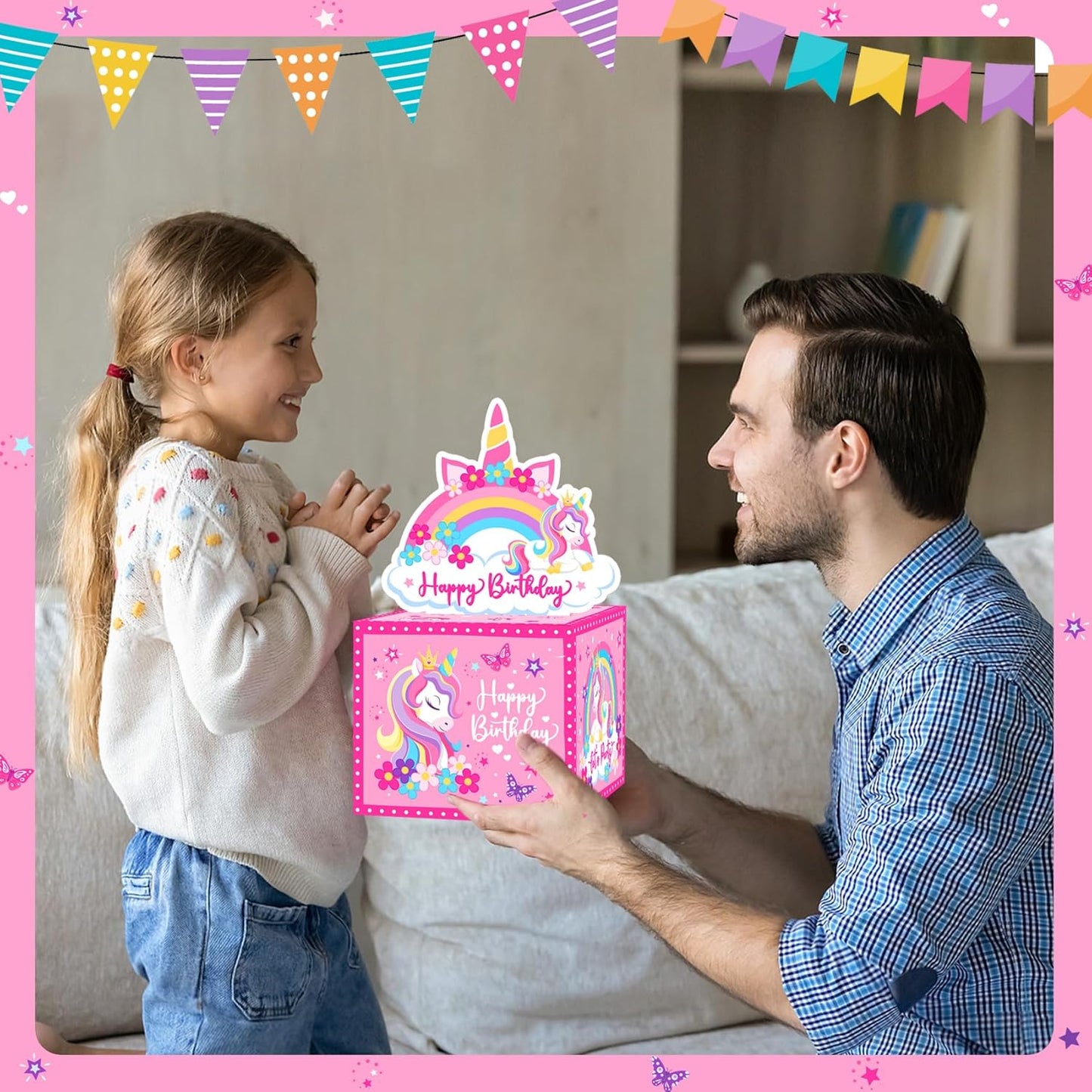 Birthday Money Box for Cash Gift Pull, Surprise Gift Boxes for Money, Money Holder Box with Pull Out Happy Birthday Card and 50Pcs Transparent Bags, Money Gift Ideas for Kids and Adults