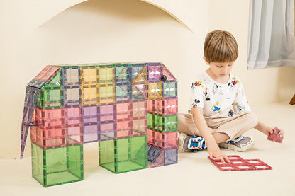 MEGAGONTILES Marble Run Magnetic Tiles Set 120PCS | STEM-Authenticated Magnetic Building Blocks with Marble Track Pieces | Educational Construction Toy for Kids Ages 3–8 (Boys & Girls)