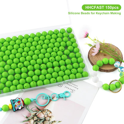 65Pcs 19mm Silicone Beads for Keychain Making Bracelet Necklace, Bulk Round Silicone Beads for Pens（Christmas Green） - Colors B