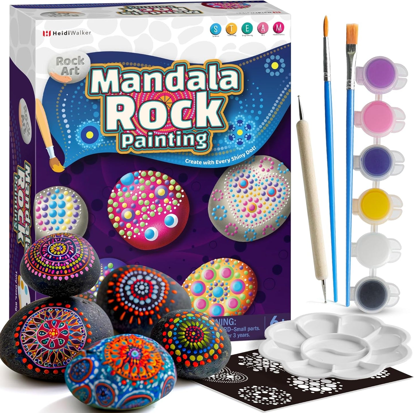 Piano Potato Mandala Rock Painting Kit, Rock Painting Kit for Kids Ages 6-12, Arts & Crafts Party Gifts with All Supplies for Creative Art Toys & Craft Activities