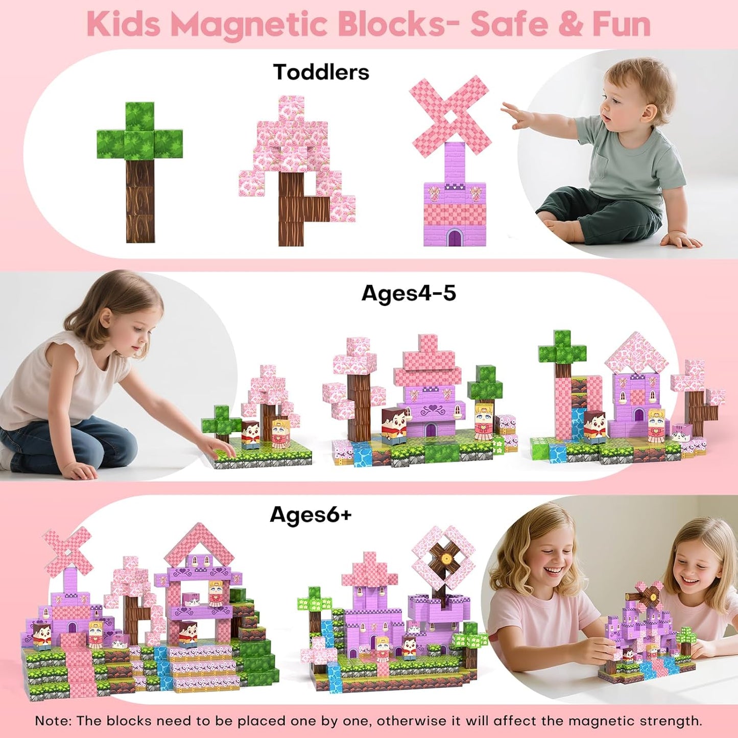 Magnetic Blocks, Magnetic Building Blocks Gryxpox, Magnet Tiles with Adventure World Blocks Toy, Magnetic Blocks For Kids Ages 4-8, STEM Sensory Toys for Ages 3+ Toddlers Kids Girl Boys Birthday Gifts