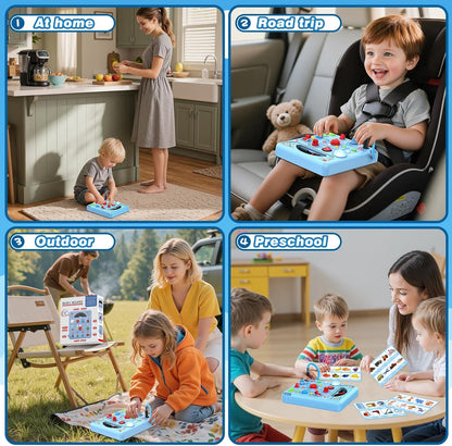 Busy Board Montessori Toys for Toddlers 1 2 3 4 Year Old with 13 LED Lights, Sensory Board Toys Educational Learning for Toddlers, Activity Toy Christmas Birthday Gifts for 1+ Year Old Boys and Girls