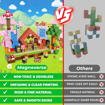 Magneverse 150 PCS Magnetic Blocks - Building Block for Kids Ages 4-8, Magnet Blocks Cubes for Boys Girls, STEM Educational Stacking Magnet Toy for 3 4 5 6 7 8 9 10 11 12 Birthday Gifts