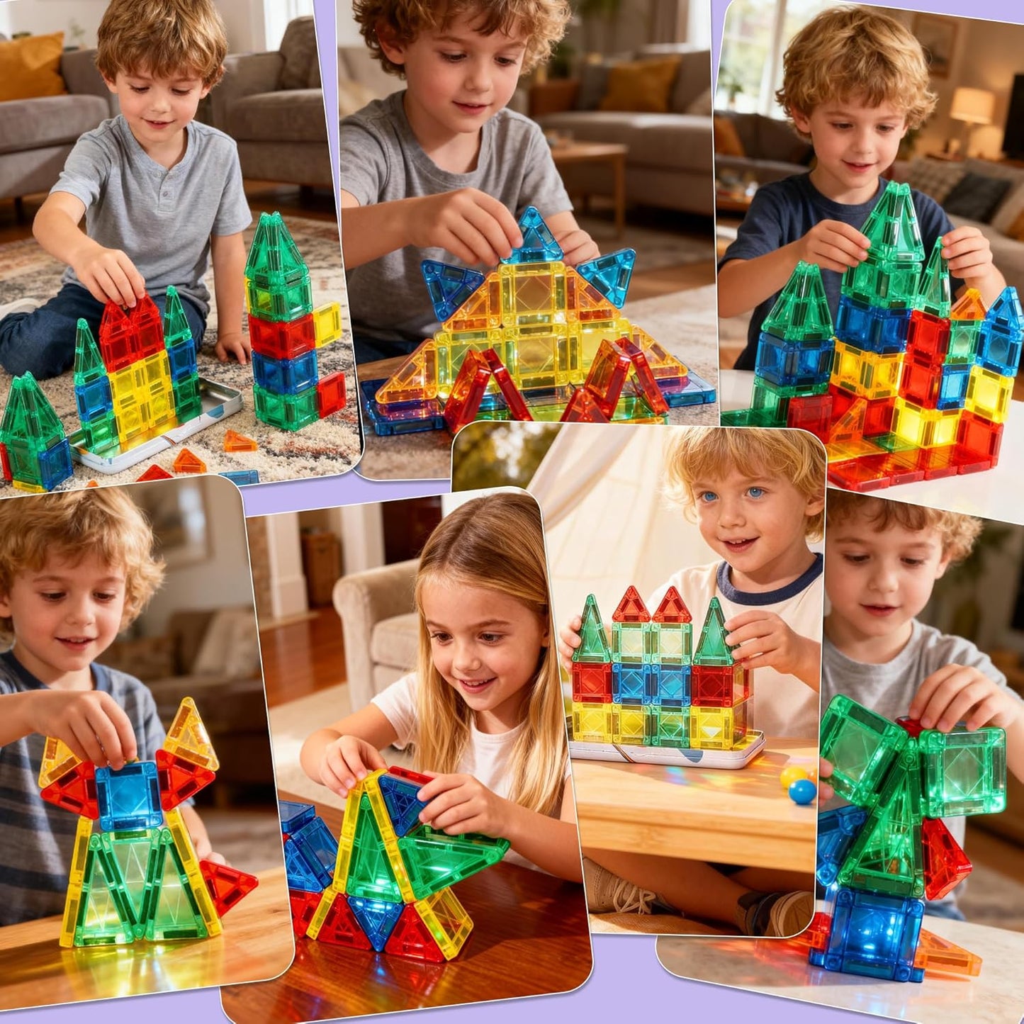 Mruikeny Mini Magnetic Tiles Travel Toddler Toys, Portable Travel Magnetic Tiles Kids Toys for 3 4 5 6 7 8+ Years Old Boys Girls, STEM Learning Magnet Blocks Birthday Chirstmas Gifts
