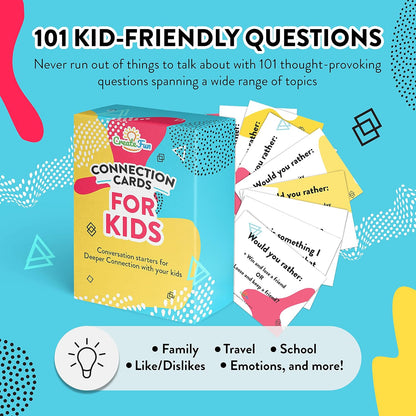 101 Conversation Cards for Kids - Family Question Games for Kids and Adults, Christmas Dinners, Game Nights, Holiday Gatherings & Gifts - Prompts for Confidence, Social Skills & Meaningful Connection