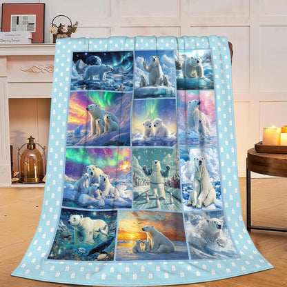 Bear Print Blanket Cute Baby Bear Fleece Throw Blanket Fuzzy Plush Super Soft Cozy Warm Decor Blanket Toddler Nursery Gifts for Boys Girls Kids Adult Men Women 40"x50"