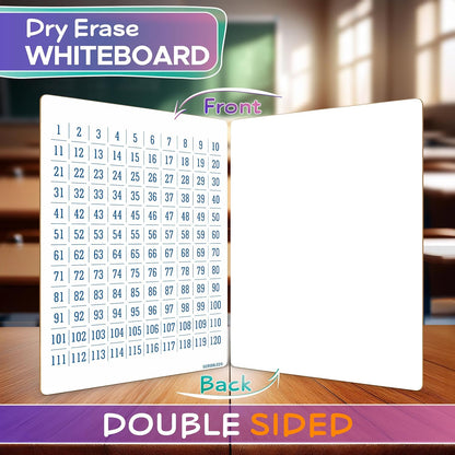 SCRIBBLEDO Dry Erase Number Chart 9”x12” White Board Teacher Student 100 Chart for First Grade Classroom Kid Small Math Practice Whiteboard Kindergarten 1st Grade School Supplies
