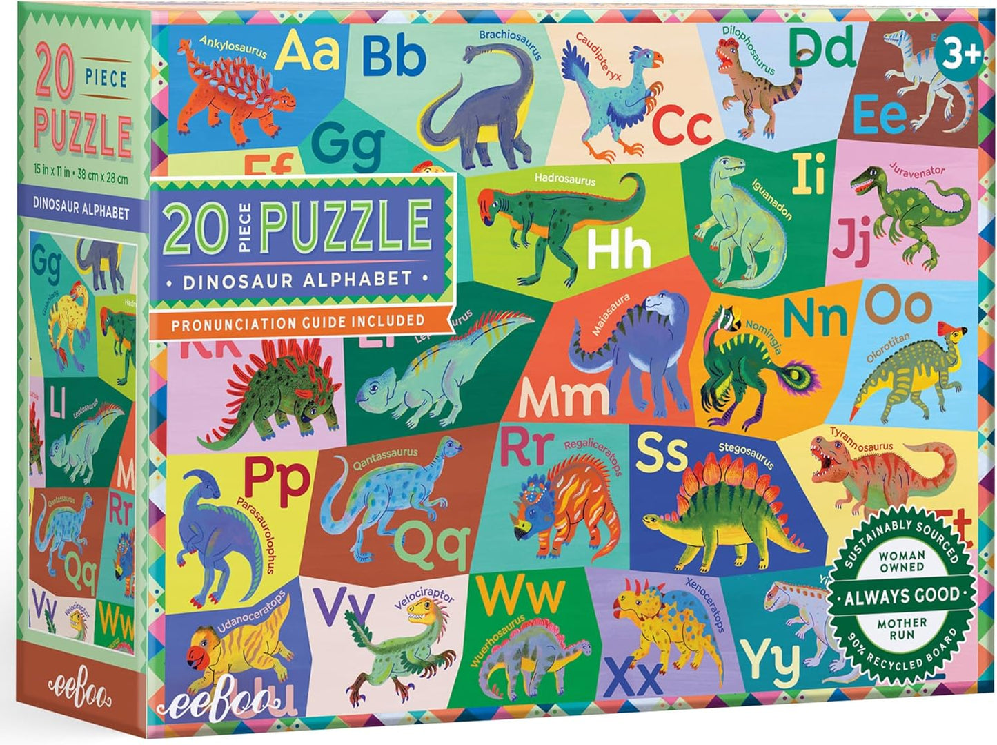eeBoo 20 Piece Giant Floor Puzzle - Learn The Alphabet Children's Puzzle Letters & Object Themed, Large Pieces for Small Hands to Develop Motor Skills