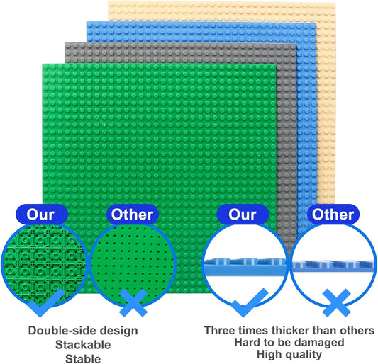 Building Blocks Baseplates Classic Baseplates, Double-Sided Design, Stackable, the Underlying is Compatible with the Block, 100% Compatible with Major Brands 10" x 10"