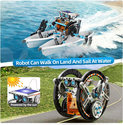 STEM Toys for Ages 8-13, Solar Powered Kits Toys Robotics for Kids Ages 8-12, Educational Building Science Experiment Kit, Boys Gifts for Kids 8 9 10 11 12 13 Years Learning Projects (Blue)