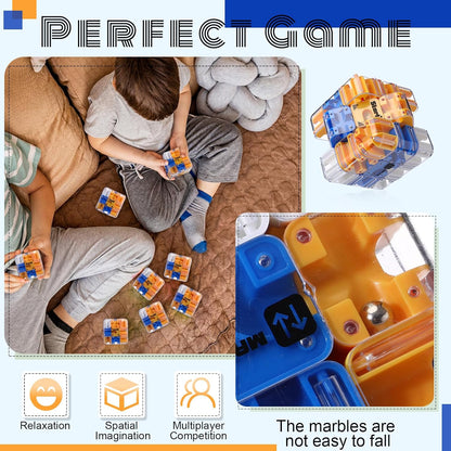 1 Sets Large Labyrinth 3D Maze Cube Puzzle Maze Game Gravity 3D Puzzle Cube Brain Teaser Ball Games for Kids Education Sensory Toys Gift for Adults (Upgrade Version,Yellow)