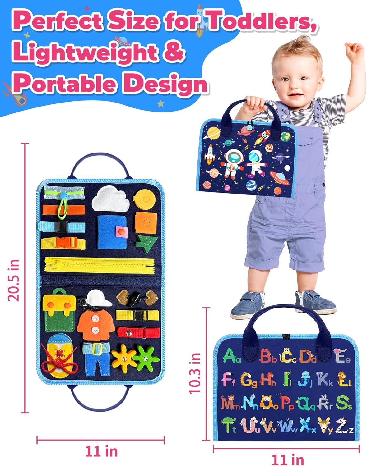 Gojmzo Busy Board Montessori Toys for Toddler Boy Girl Birthday Gifts, Busy Book Sensory Toys for Toddlers, Learning Educational Toddler Travel Activities