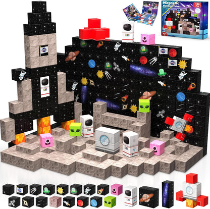 Annexfun Magnetic Blocks - 100PCS Building Blocks Unicorn Cubes - Toys for Montessori Toddler Christmas Birthday Gifts - STEM Sensory Toys for 3 4 9 10 Year Old Girl