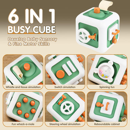 Toys for 1 Year Old Boy Girl, Montessori Busy Board Busy Cube, Travel Toys for Toddlers 1-3, 1 Year Old Girl Boy Gifts, Easter Basket Stuffers for Toddler