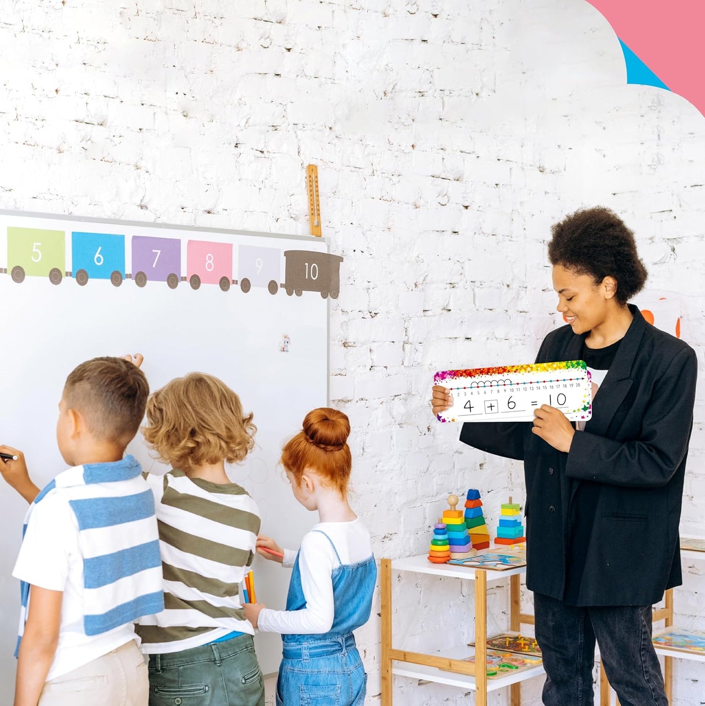 8 Packs Magnetic Number Line Boards, Dry Erase Writable and Erasable Math Board Addition & Subtraction White Board Magnets for Kids, Students, Classroom and Home (Each Measures 12” x 3.5”)