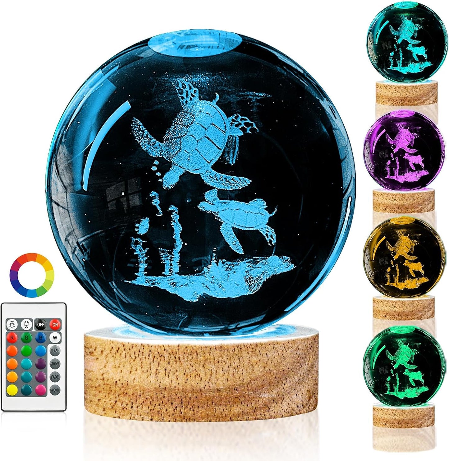 3D Solar System Crystal Ball Night Light with 16 Color Wooden LED Base Upgraded 3.15 In Galaxy Planets Ball Lamp with Remote for Birthday Christmas, Astronomy Space Gifts for Boys Girls Kids