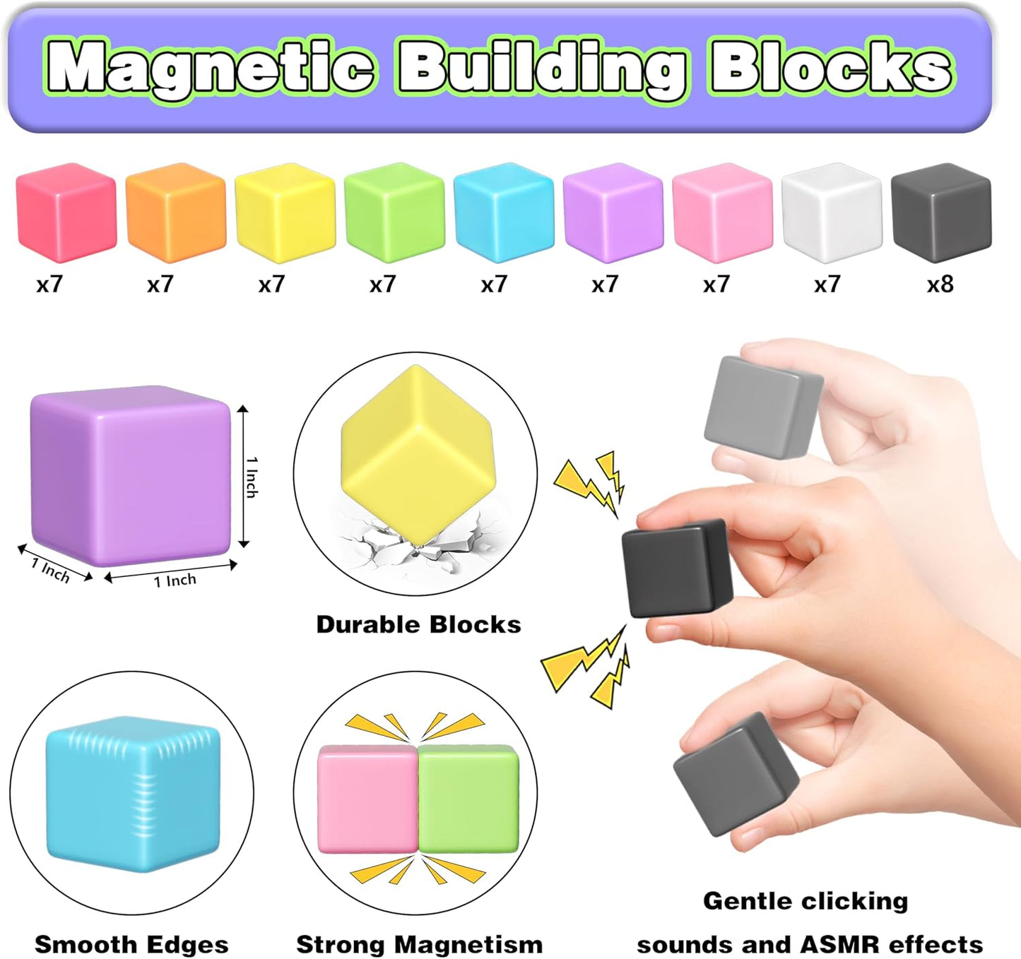 Apluses 45PCS Magnetic Blocks - Transparent Magnet Cubes, Toddler Building Blocks, Sensory Autism Gifts for Kids Ages 3+, Preschool Travel Toys for 3-5 Year Old Boys and Girls