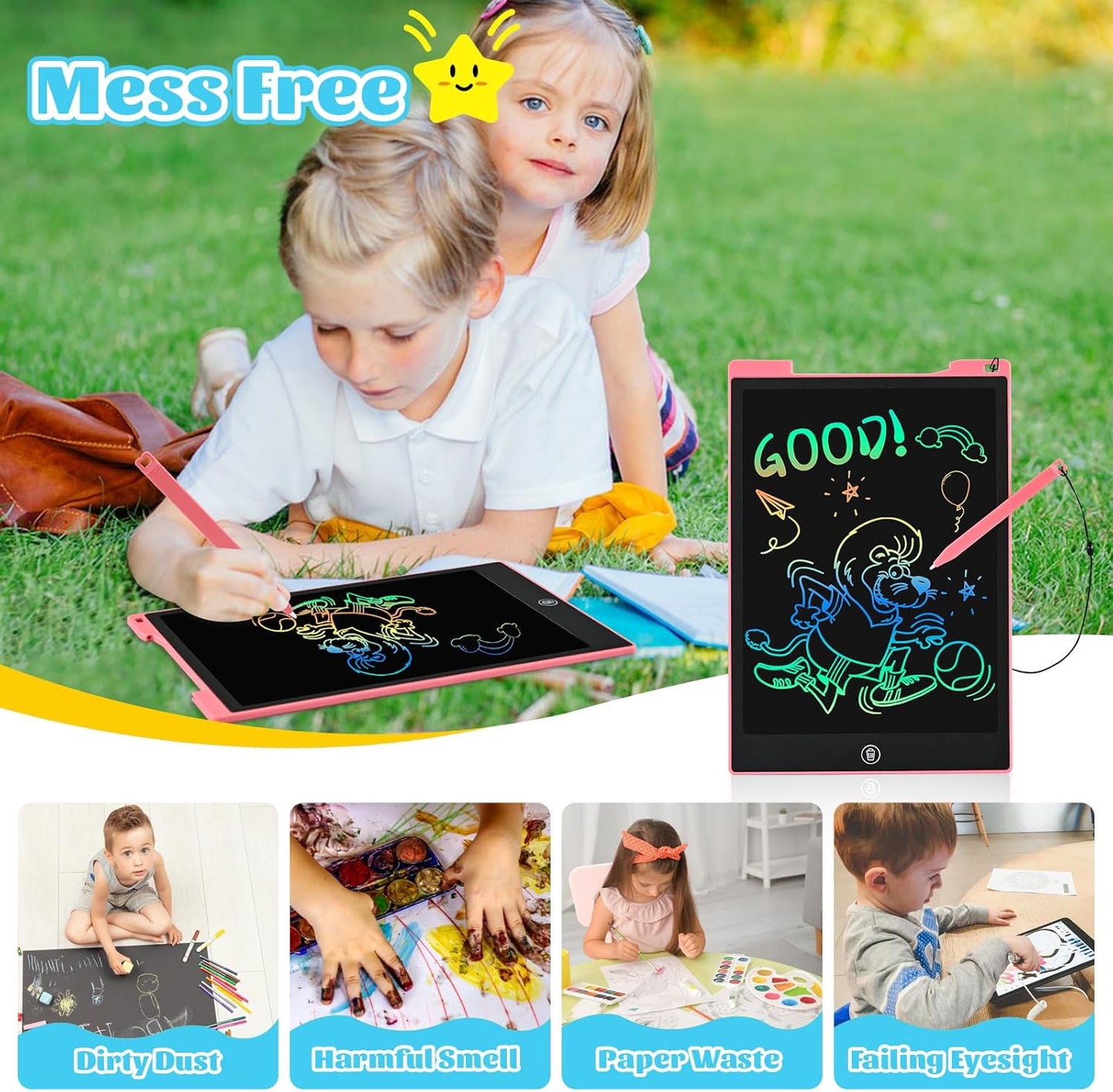 EooCoo Toddler Boy Toys, Kids Gifts, 10 Inch LCD Writing Tablet, Drawing Pad, No Mess Coloring Books for Kids, Travel Games, Gifts for Boys 4-6, Educational Toys for 3 4 5 6 7 Years Old Boys and Girls