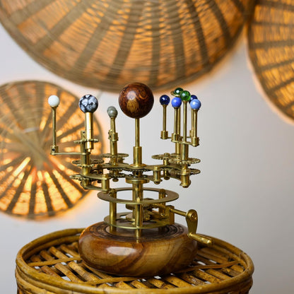 Solar System Model | Educational & Decorative Astronomy Orrery | Premium Brass Mechanical Planetarium (8" Earth & Moon)