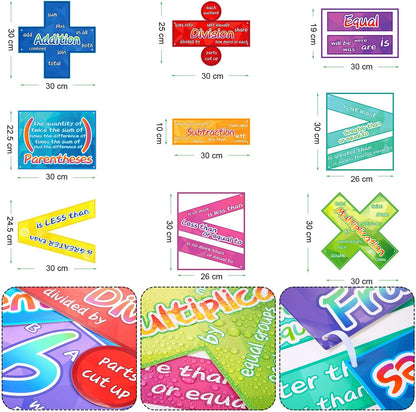 Blulu 10 Pieces Math Poster for Classroom Preschool Primary School Students Kids Math Symbol Teach Educational Learning Poster Keyword for Classroom Decoration Bulletin Board Decor