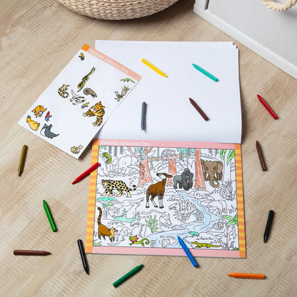 Melissa & Doug Seek & Find Sticker Pad – Animals, 400+ Stickers & 14 Scenes to Color, Search & Find Sticker Activity Pad for Coloring & Matching, Creative Learning Toys for Kids 4+ - FSC Certified