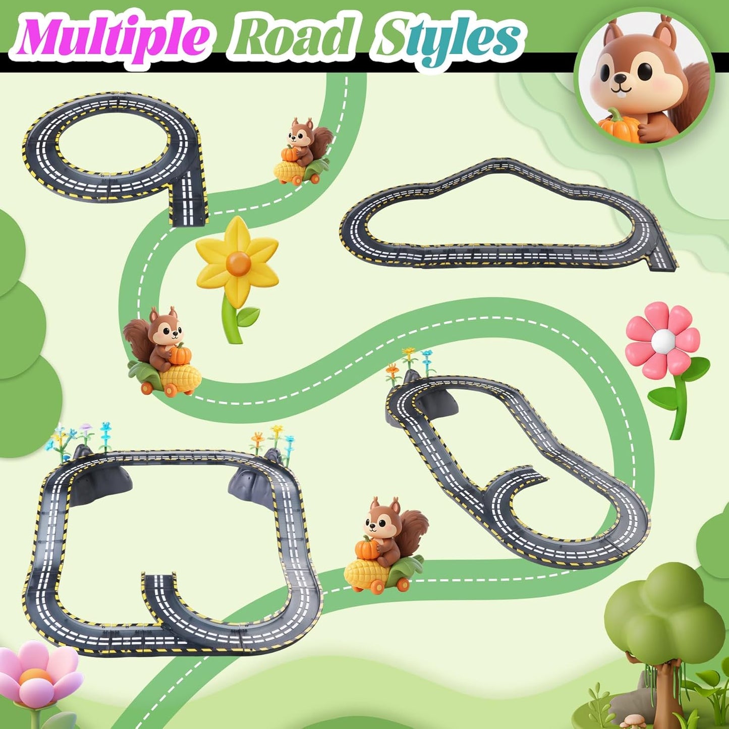 150PCS Magnetic Tiles Road Set with Marble Run, Preschool Magnet Tiles Included Magnetic Cars. STEM Magnetic Tiles for Kids, Preschool Educational Building Toys for Boys & Girls