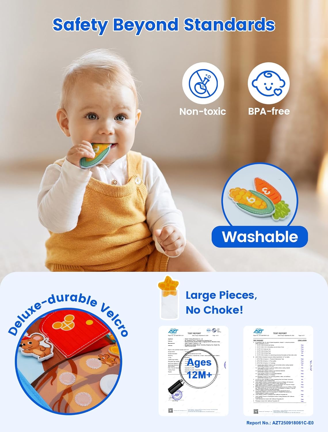 BizyKoady Toddler Busy Book for 1-3, Montessori Felt Busy Book, Busy Board for 1+ Year Old, Toddler Airplane Travel Toys, Educational Learning Activity Books, Girl & Boy Birthday Gift