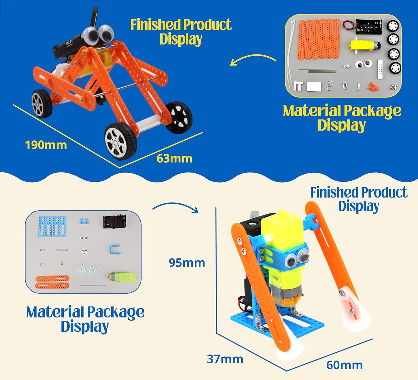 6-in-1 STEM Robotics Kit for Kids 6-12 – Build 5 Real Moving Robots + 32 Magnetic Blocks, Engineering Science Toy with Tools, Educational Gift Set for Boys & Girls